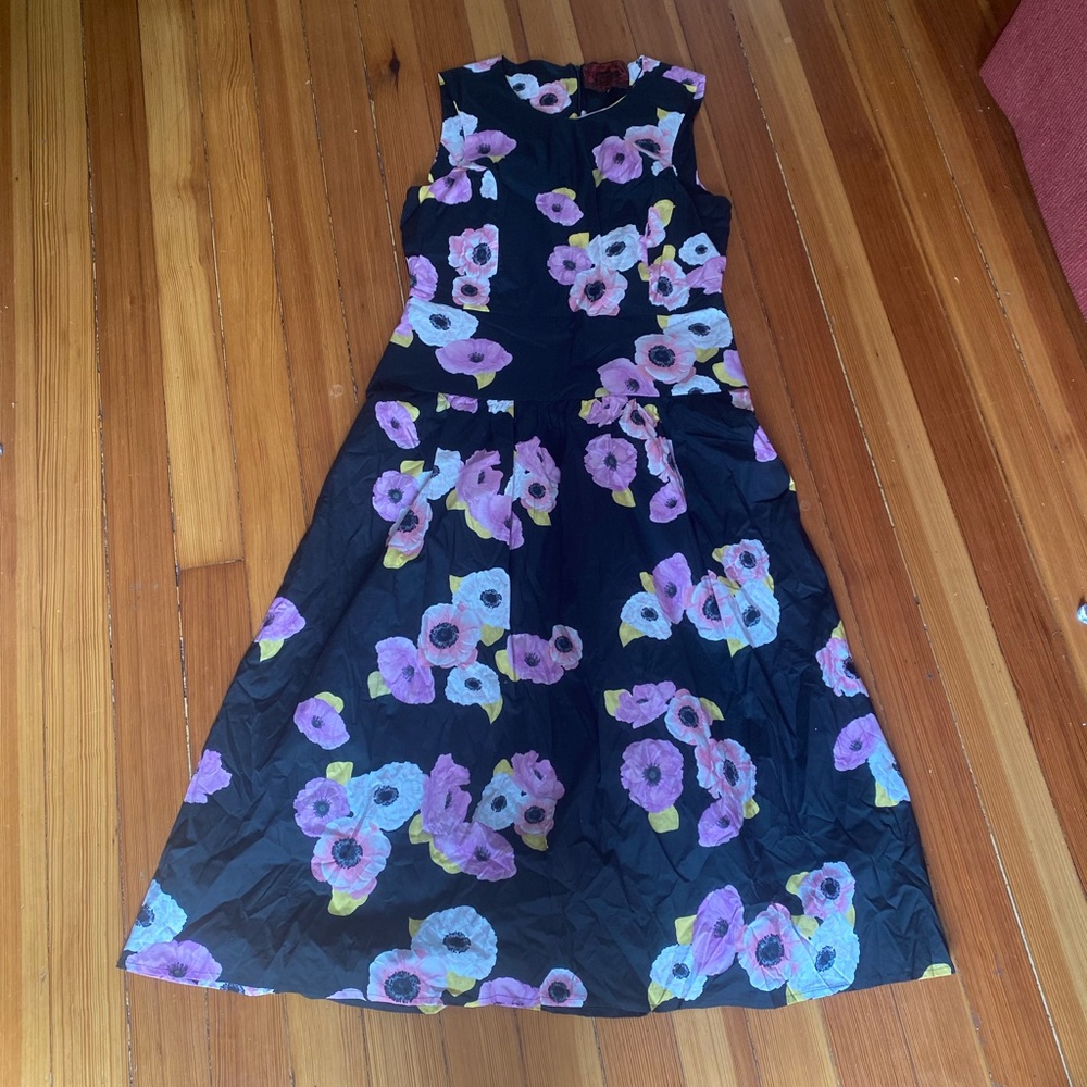 Gentile Catone black purple floral maxi dress sleeveless IT 46